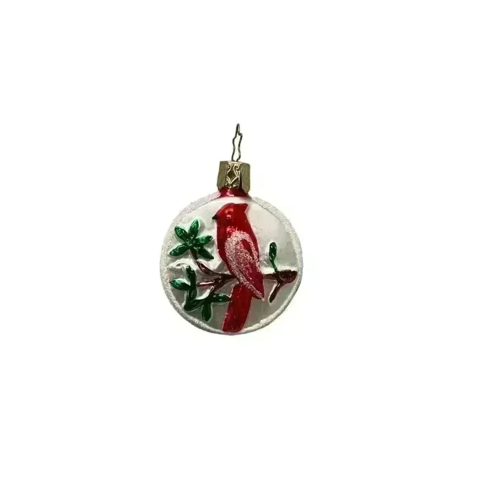 Blown Glass Cardinal Christmas Ornament Hard to Find Star Loop